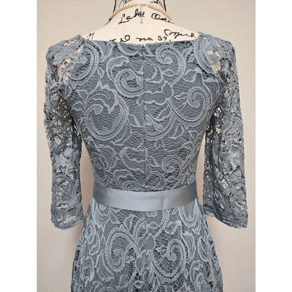 Elegant Romantic Retro Vintage Swing Lace Bridesmaid Prom Dress with Belt S NEW - Picture 9 of 16